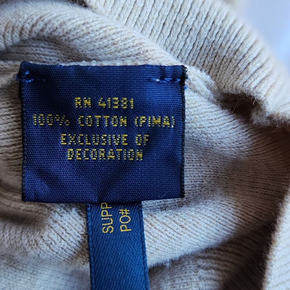 Polo Ralph Lauren Sweater Mens XXL Oatmeal Pima Cotton Casual Preppy Lightweight - Picture 4 of 5